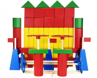 Конструктор Поликарпова 68 элементов, деревянный напольный пустотелый, 2 картонные коробки